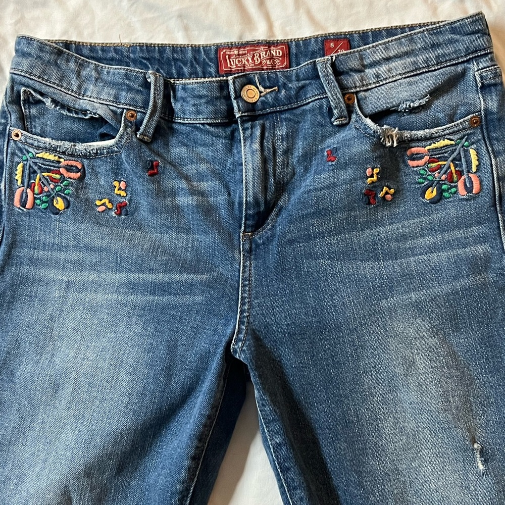 Vintage, embroidered Lucky Brand Ava Skinny jeans size 8/29
